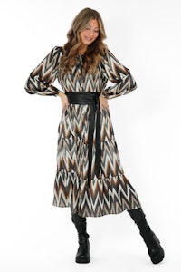CAPRI MAVEN DRESS GRANITE GREY/CACAO/CREME