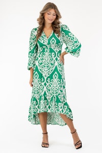 CAPRI DARIA DRESS SPRING GREEN/CREME