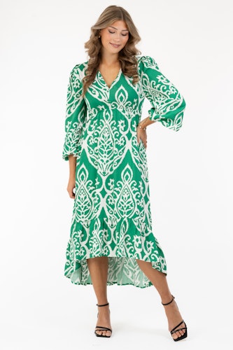 CAPRI DARIA DRESS SPRING GREEN/CREME