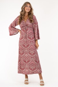 CAPRI IRIS DRESS RASPBERRY/ROSE/GOLD