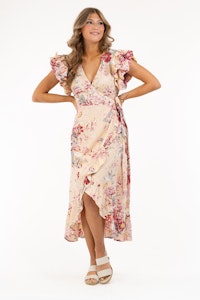 CAPRI APHRODITE DRESS ANTIQUE CREME/ROSE