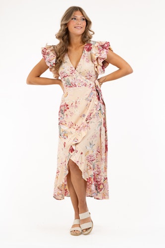 CAPRI APHRODITE DRESS ANTIQUE CREME/ROSE