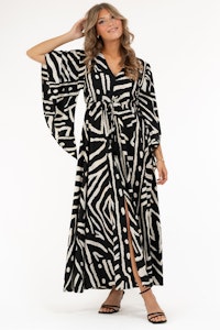 CAPRI ELYSEE DRESS BLACK/CREME/GOLD