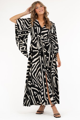 CAPRI ELYSEE DRESS BLACK/CREME/GOLD