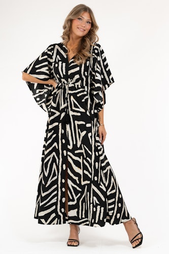 CAPRI ELYSEE DRESS BLACK/CREME/GOLD