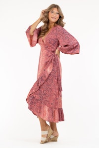 CAPRI FELICITY DRESS CORAL ROSE/CHAMPAGNE/INDIGO