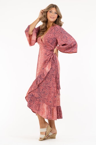 CAPRI FELICITY DRESS CORAL ROSE/CHAMPAGNE/INDIGO