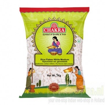 Rice Flakes White (Medium) (Chakra) 500g, 1Kg