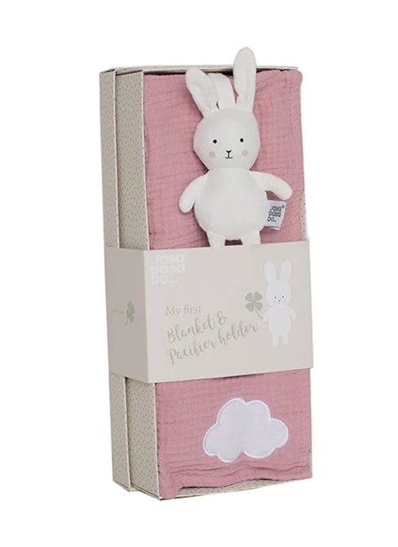 Presentkit babyfilt rosa & Bunny nappkompis