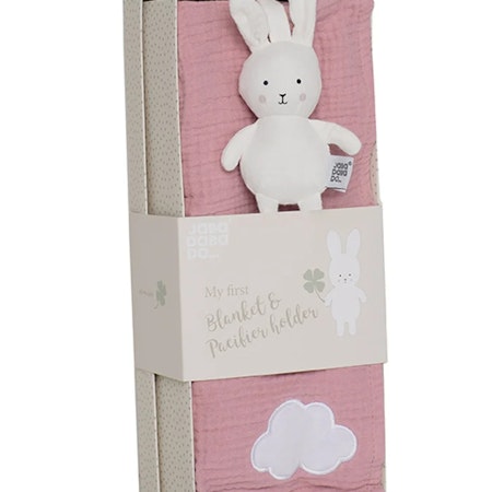 Presentkit babyfilt rosa & Bunny nappkompis