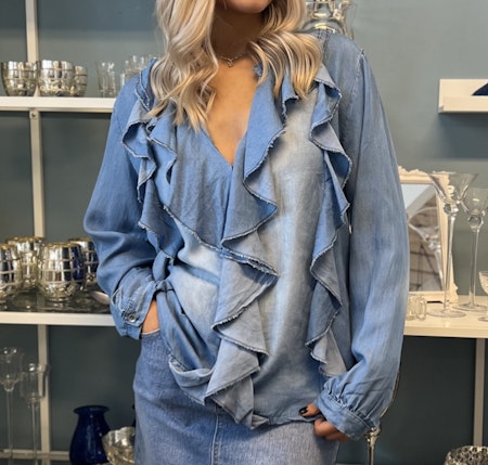 Jeansblus Jonna m volanger