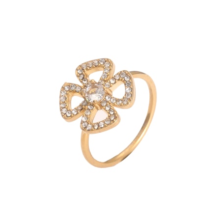 GEMINI by HELEN ring klöver m. strass guld
