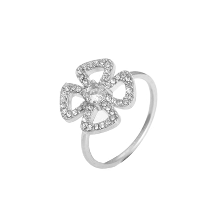 GEMINI by HELEN ring klöver m. strass silver
