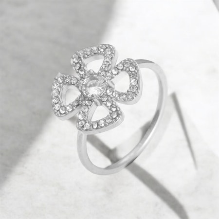 GEMINI by HELEN ring klöver m. strass silver