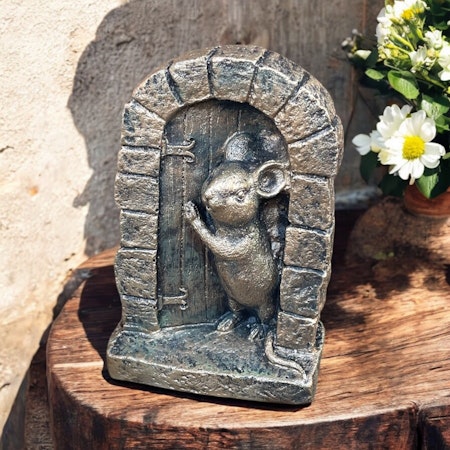 Betongfigur - Mus guld