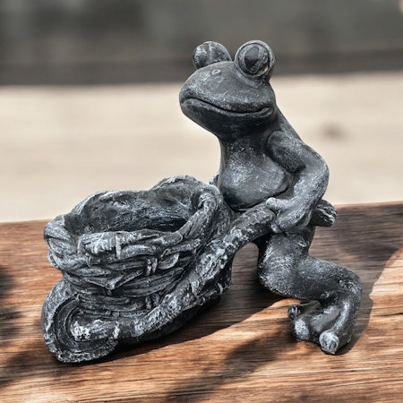 Betongfigur - Grodor blomkruka mörkgrå