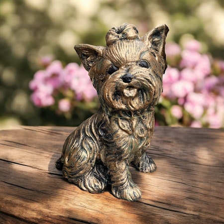 Betongfigur - Jorky Terrier guld