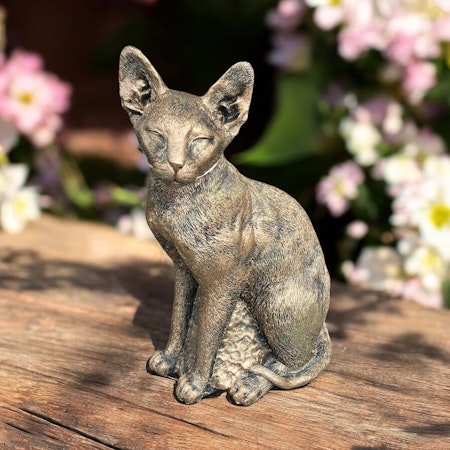 Betongfigur - Korthårig Katt guld