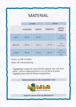 Mönster "Annas Balipåsar" Jättetrevlig och användbar påse i 3 storlekar