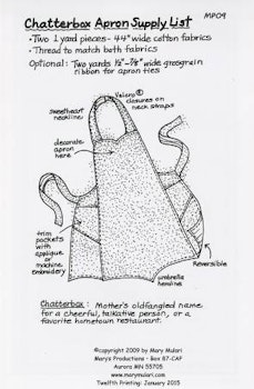 Chatterbox Apron Pattern. Mönster på förkläde