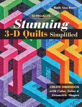 Bok "Stunning 3-D Quilts Simpified". Innehåller 12 mönster av Quilters clinic