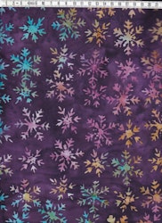 Burgundy-lila med flerfärgade snöstjärnor.  Bali batik