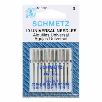 Symaskinsnålar från Schmetz, 10-pack Universal Needles 2 st 70, 3 st 80, 3 st 90 & 2 st 100.