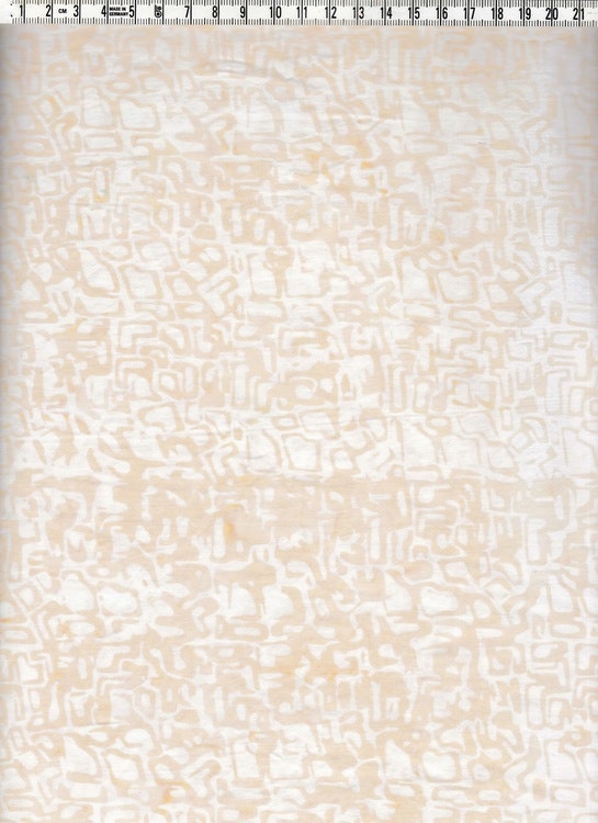 Ljusbeige labyrintmönster på vit botten. Bomullsbatik