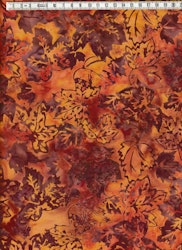 Höstens härliga färger med löv. Batik i bomull.