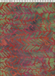 Rödflammig med mönster i gröna toner. 120 cm bred