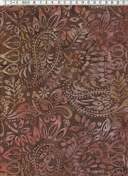 Brunt "paisliemotiv" på brun botten. Bomullsbatik från Bali