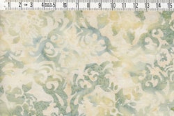 Off-white och blekt, dovt grönt. Viskosbatik 140 cm