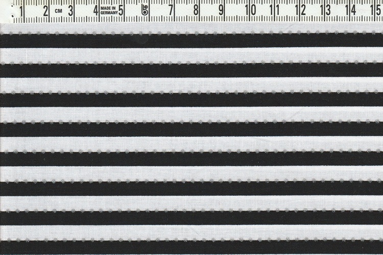 Smalrandig Anthology svart & vit med silverprickar, 110 cm bred