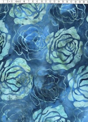 Blå med turkosa rosor. Fantastisk design.  Bredd 275 cm