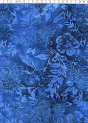 Klarblått med magiska mönster i blått.  Bredd 120 cm