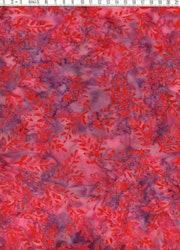Cerise-lila med röda kvistar. Bomullsbatik bredd 110 cm