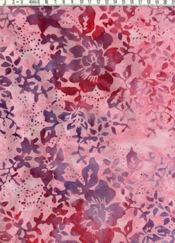 Rosa-rött-lila med blommor . Bomullstyg. Batik.  Bredd 275 cm