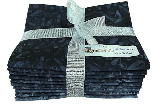 Fat Quarter Bundle+  "Midnight special nr 1"  10 olika tyger. Tyg nr 1-10