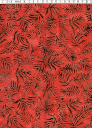 Fyllig, krämig rödorange & brunsvarta kvistar. Batik bomull 110 cm