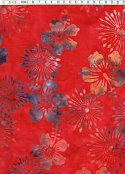Rödmelerat med  sofistikerade färger. Batik bomull 110 cm