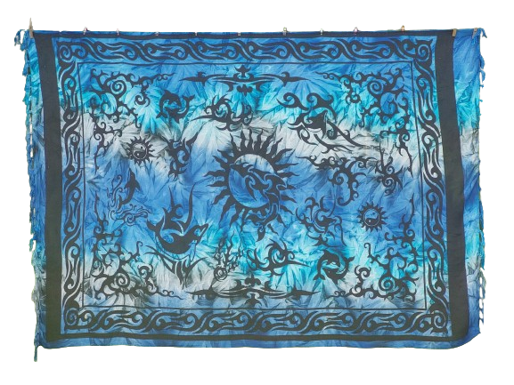 Sarong Screentryckt / tyg viskos.  Ca 110 x 160 cm plus fransar