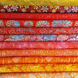 Papaya special. Batikrulle med 20 st 2,5 inch remsor.