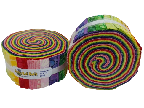 Pastell & Rainbow. Batikrulle med 40 st 2,5 inch remsor.