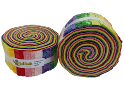 Pastell & Rainbow. Batikrulle med 40 st 2,5 inch remsor.