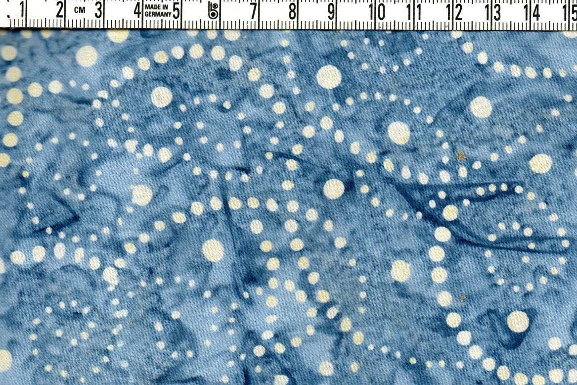 Daggblå prickdans- Batik Bomull 110 cm bred