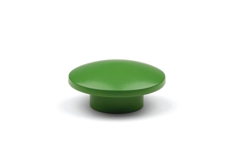 Träknopp som är målat i grönt färg.