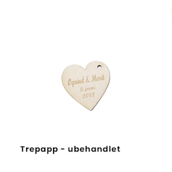 Dekorhjerte med gravering i trepapp