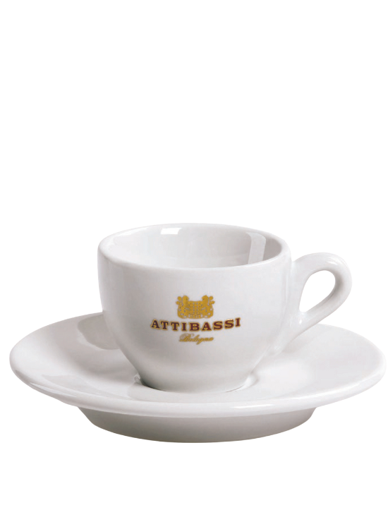 Attibassi Espressokopp med tallerken hvit