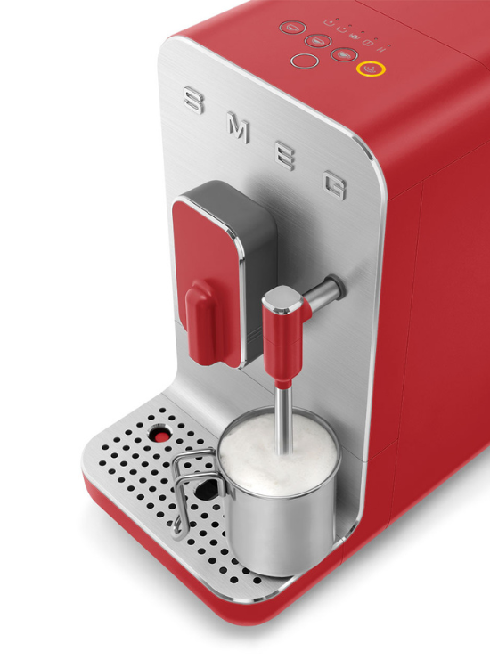 Smeg Automatisk Kaffemaskin, Mjölkskummare Röd