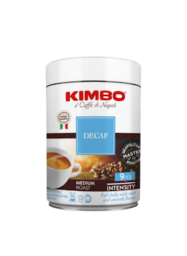 Kimbo Espresso Decaf malet koffeinfritt kaffe 250g i burk